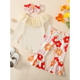 thumbnail image 3 of Canis Baby Girls Cotton Tops Romper Floral Pants 3Pcs Outfits Set Clothes, 3 of 8