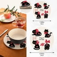 thumbnail image 2 of SKYSONIC Cute Valentine Black Cat Pot Holders Trivets, 2 Pcs Heat Resistant Trivets, Cotton Thread Weave Mats for Hot Pads Pans Pot Bowl Teapot for Kitchen Decor, 2 of 7