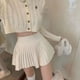 thumbnail image 3 of Falda plisada blanca elegante Rimcoy 2024 para mujer, estilo preppy, cintura alta, línea A, minifalda de verano de color liso para mujer, 3 of 5
