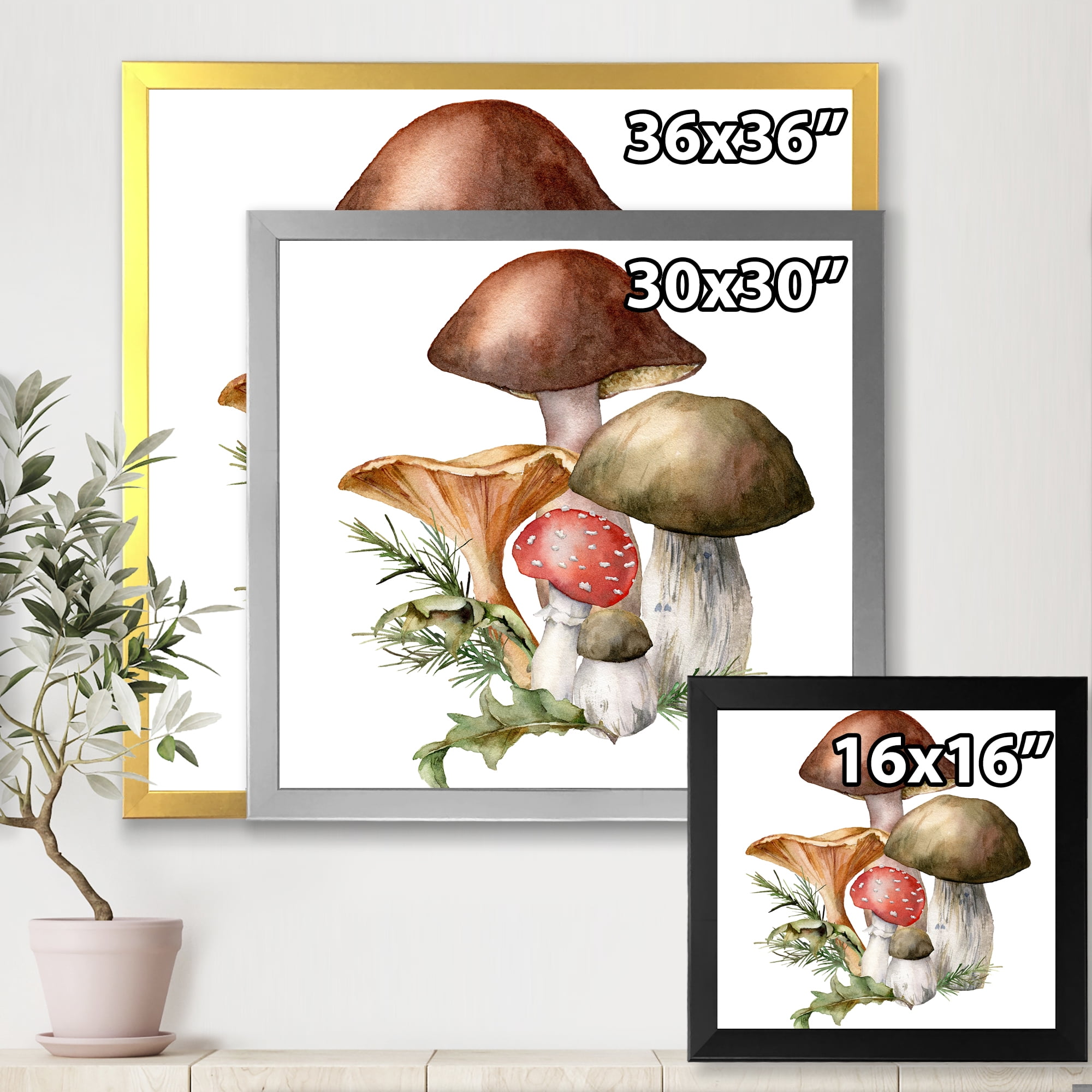 Designart 'Autumn Composition With Mushrooms' Traditional Framed Art Print