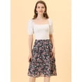 thumbnail image 2 of Unique Bargains Women's Floral Print Flowy Tiered Ruffle Skirt Dark Blues L, 2 of 5
