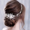 thumbnail image 4 of Peineta para el pelo de boda, 2 uds., hoja, diamantes de imitación, perlas, piezas para el pelo de novia, tocado de boda de flores, 4 of 5