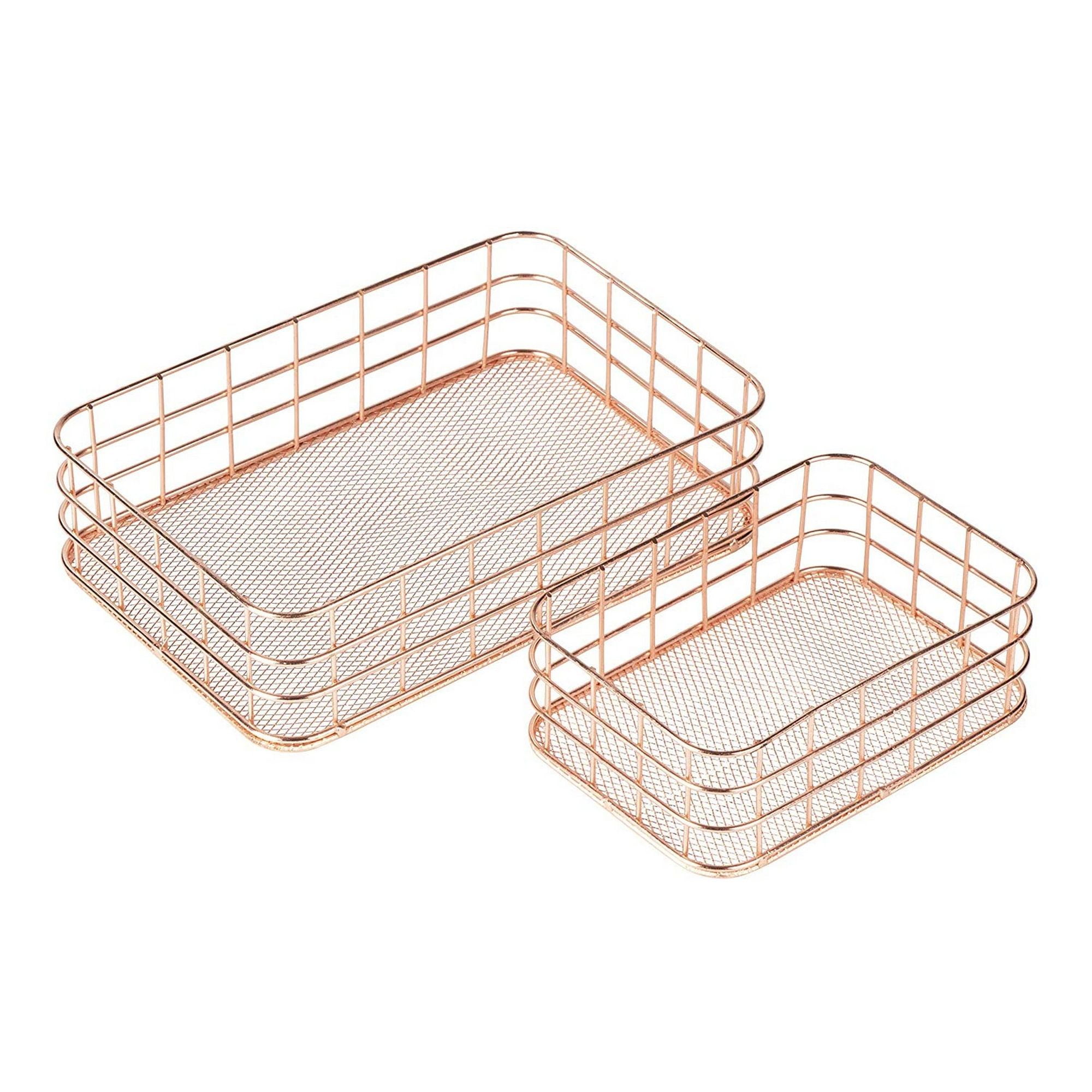 Set of 2 Juvale Metal Wire Baskets, Mesh Storage Organizer, Rose Gold