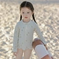 thumbnail image 4 of LYMAYTER Toddler One Piece Swimwear Girl Long Sleeve Ruffle Swimsuit Cute Bathing Suit with Zipper 6M-8Y, 4 of 8