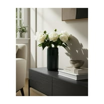 Modern Decorative Vase - Textured Stoneware Ceramic Flower Vase - Minimalist Design for Home, Office, Bedroom, Living Room - Elegant Table Vase for Floral Arrangements & Centerpieces - 10" Green