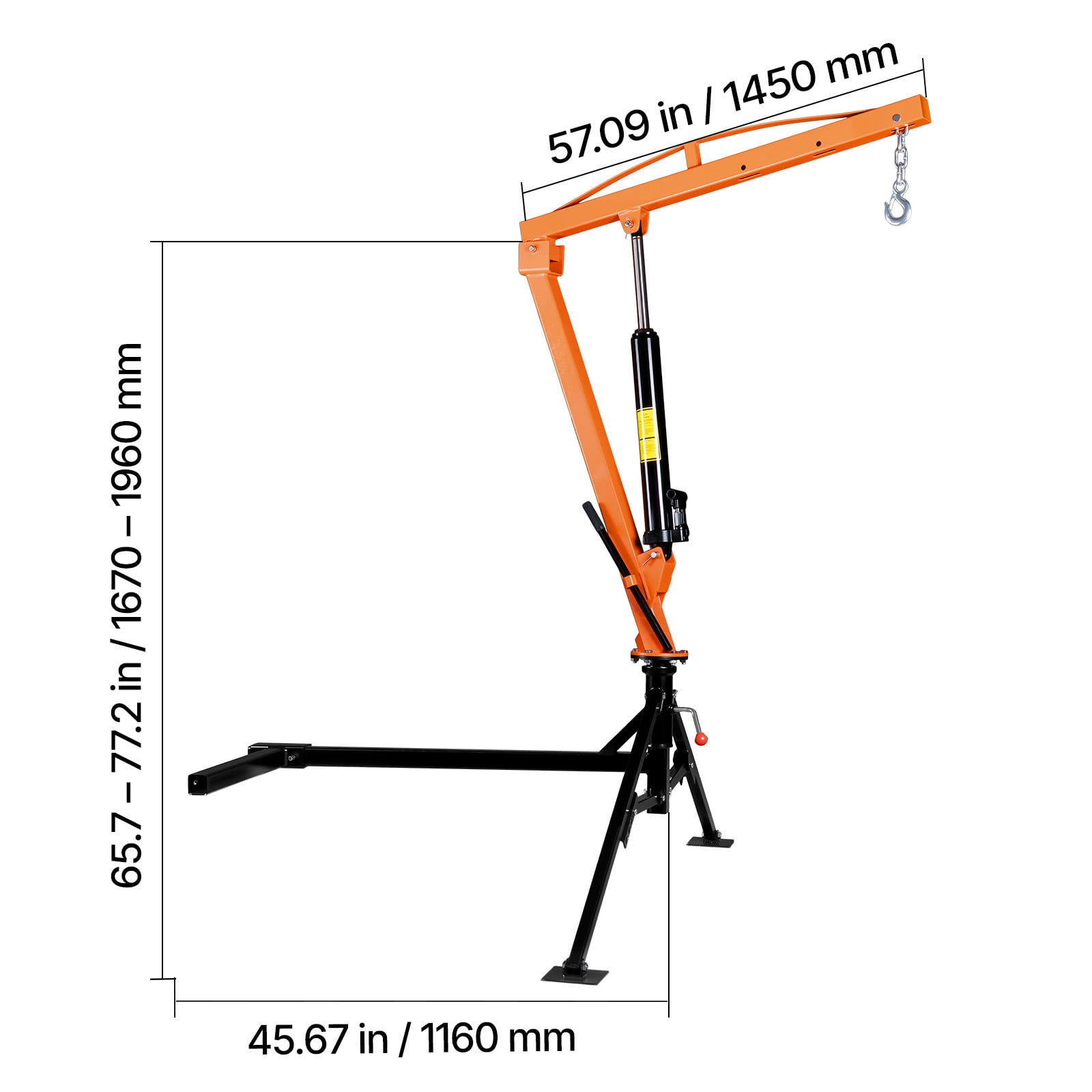 KFFKFF Truck Crane, 1000 lbs Capacity, Trailer Hitch Mounted with Manual Hydraulic System, 360° Rotating Telescopic Boom, Foldable Design for Lifting Machinery and Lumber