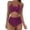 Purple, variant on WREESH Womens High Waisted Bikini Criss Cross Bathing Suit Two Piece Vintage Swimsuit Wrap Cutout Bikini Sets Swimwear Push Up High Waist Bikini with Bottom Pink