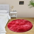 thumbnail image 4 of AuroraX Fluffy Living Room Area Rug Plush Ultra Soft Red Non-Slip Backing Bath Mat Rug Art Deco Round, 4 of 7