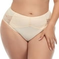 thumbnail image 3 of Elainilye Fashion Plus Size Underwear for Women Comfortable Temperament Lace Oversized Lace Panties Underwear,Beige, 3 of 9