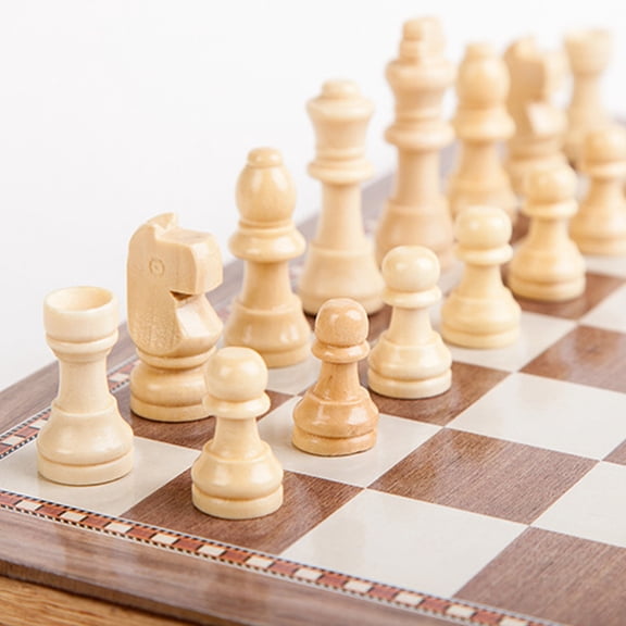 Soimiss 1set Folding Wooden International Chess For And Safe Educational Chess Design Portable Checker Board Game