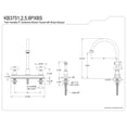 thumbnail image 2 of Kingston KB3751PXBS Restoration Two-Handle 4-Hole 8" Centerset Kitchen Faucet with Brass Sprayer in Polished Chrome, 2 of 4