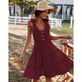 thumbnail image 1 of YNIQUE Robe Courte d'Été Décontractée pour Femme à Bretelles Spaghetti, Smockée et à Volants, pour Vacances, 1 of 6