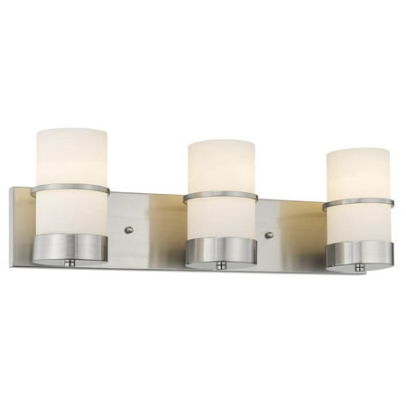 Chloe Lighting Penelope Contemporary 3 Light Brushed Nickel Bath Vanity Etched White Glass 23 Wide