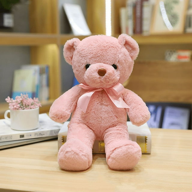 Oso de peluche de 30 cm, suave y adorable, ideal para decoración de fiestas de cumpleaños (rosa).