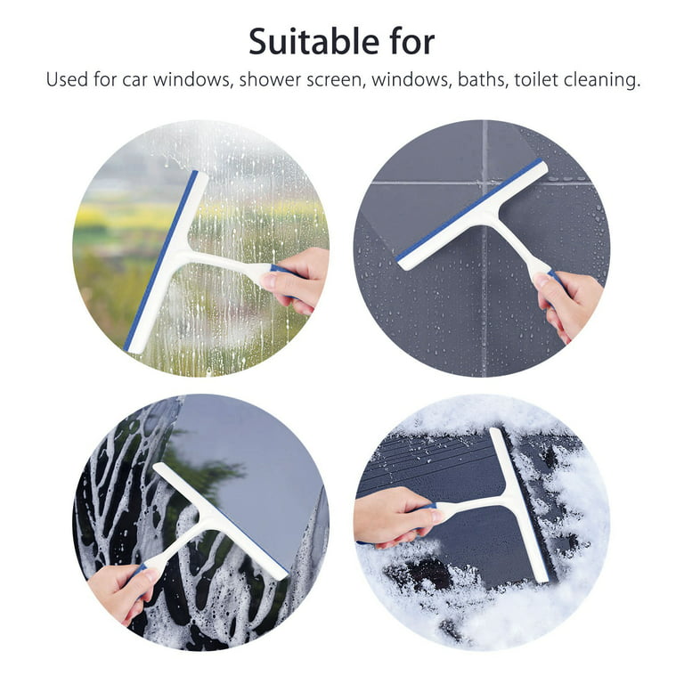Sink Squeegee, Scraper Tool Kitchen Pack of 4, Squeegee and Countertop  Brush with 4 Pcs Self-Adhesive Hook Set for Bathroom Shower Mirrors Car