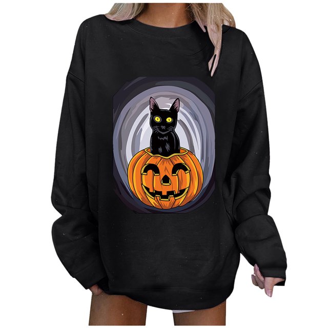 Blusa de manga larga suelta con estampado de moda para mujer, blusas informales con cuello redondo, sudaderas con capucha Fridja fjkfkj2480