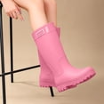 thumbnail image 2 of Xfvqtps Womens Mid-Calf Rain Boots Pull on Round Toe Waterproof Shoes for Gardening Camping Kitchen Daily Errands, 2 of 8