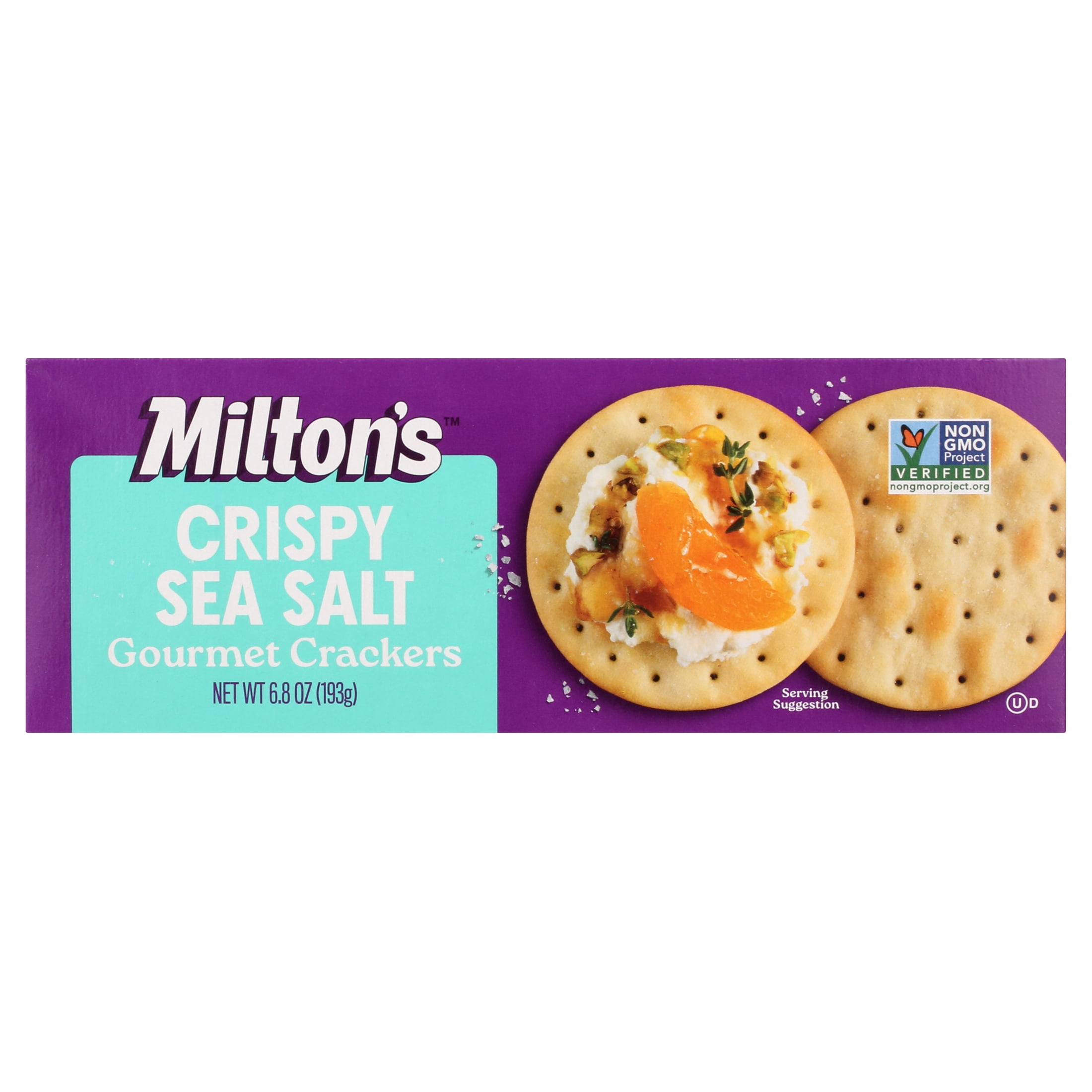 (6 pack) Milton's Gourmet Crackers - Crispy Sea Salt, 6.8oz, Cardboard Box