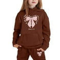 thumbnail image 4 of Little Girls Outfits Sets Winter Hoodie Joggers Comfy Casual Kids Print Cute Girls Fall Clothes Coffee Size 6-7T, 4 of 4