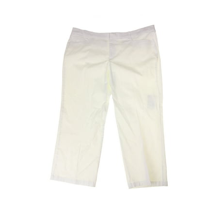 JM Collection Plus Size Pants 24W Capri Length Front Zip Pocketed White