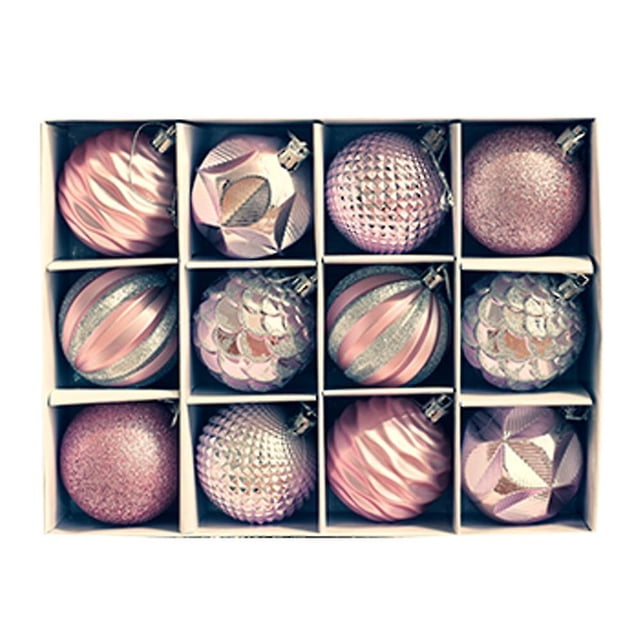 Amber brown 12 piezas de bolas de Navidad, decoraciones colgantes para árbol de Navidad, juego de adornos navideños inastillables