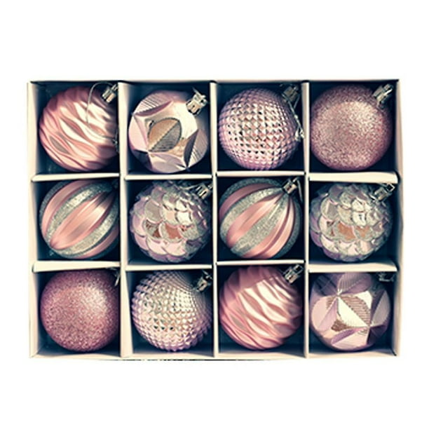 Black 12 piezas de bolas de Navidad, decoraciones colgantes para árbol de Navidad, juego de adornos navideños inastillables