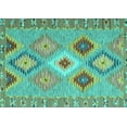thumbnail image 1 of Ahgly Company Machine Washable Indoor Rectangle Southwestern Turquoise Blue Country Area Rugs, 8' x 12', 1 of 4