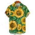 thumbnail image 3 of Camisas hawaianas para hombre, camisas con estampado de girasol en 3D para hombre, blusas de manga corta a la moda de talla grande, ropa para hombre, 3 of 5