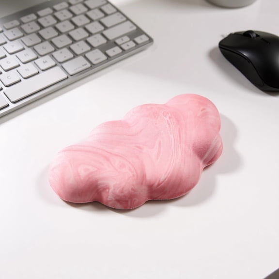 4 Pcs Cloud Shaped Wrist Rest Set,Ergonomic Memory Foam Keyboard & Mouse Pad Support,Non-Slip Cute Pink White Gaming Office Desk Accessories,for PC Laptop Computer Users, Gift for Her