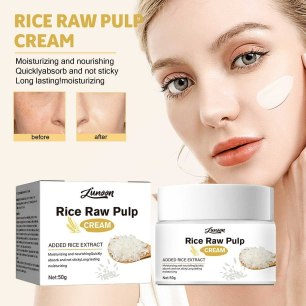 Fiudx Crema de Arroz, Crema Facial Hidratante Reparadora, Crema Iluminadora de Extracto de Arroz, Cuidado Diario para Piel Seca, Uso Calmante En Piel Sensible, Fórmula Suave Enriquecida de Vitaminas
