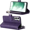thumbnail image 5 of Samsung Galaxy S22 5G Wallet Case,[9 Card Slots] Removable Adjustable Crossbody Necklace Lanyard Shoulder Strap Zipper Magnetic Leather Case for Samsung Galaxy S22 5G,6.1 inch Purple, 5 of 7