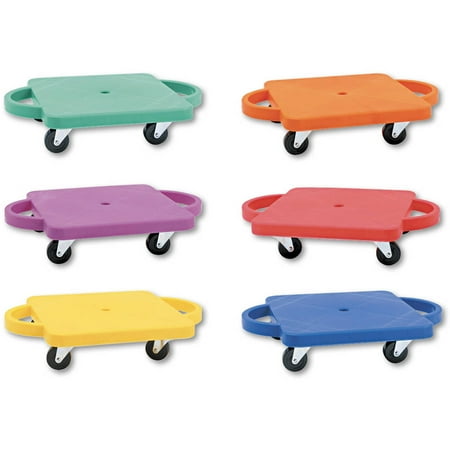 Champion Sports Scooter Set with Swivel Casters, Plastic/Rubber, 12" x 12", Assorted Colors, 6/Set