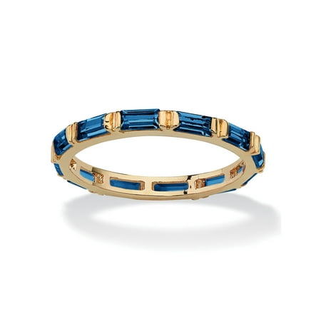 Sapphire Stick - Baguette-Cut Birthstone Eternity Stack Ring 14k Gold-Plated - September- Simulated Sapphire