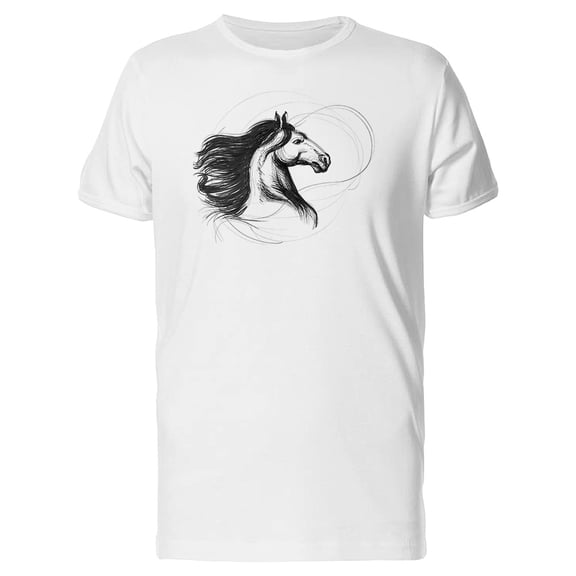 Beautiful Horse Line Art T-Shirt Men -Image by Shutterstock, Male Medium