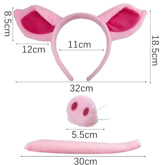 BESTSKY Pig Headband Ears And Tail Set Accessory Pink Games for Children 2 Years