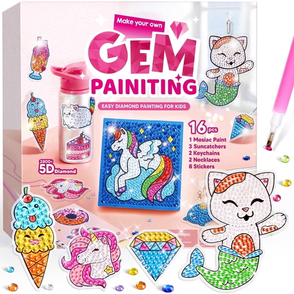 Joyfy 16 Projects Big Gem Art,5D Gem Painting Activities Kits for Kids, Diamond Arts And Crafts for Girls 6-12,Christmas Birthday Gift