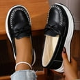 thumbnail image 5 of SYMOID Womens Black Platform Loafers - Comfortable Pu Faux Leather Shoes with Bow Accent, Shock-Absorbent Slip-Resistant Sole, Wide Size 36-43 for Work & Casual Wear,Size 38, 5 of 8