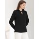 thumbnail image 3 of Blusa de trabajo elegante Allegra K con decoración de perlas y cuello falso plisado Negro S, 3 of 5