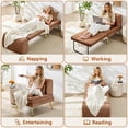 thumbnail image 4 of Akaber 3-in-1 Futon Sofa Bed, Chenille Sleeper Chair with Back Support & Pillow, Wood Frame, Metal Legs, 4 of 10