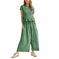 thumbnail image 2 of Pantalones anchos Outfit Antnation de 2 piezas con parte superior fruncida para mujer, 2 of 5