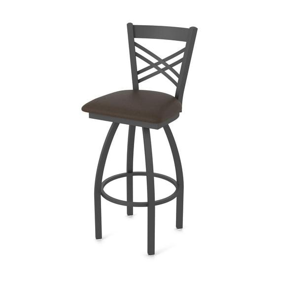 820 Catalina 25" Counter Stool with Anodized Nickel Finish, Rein Coffee Seat, and 360 swivel