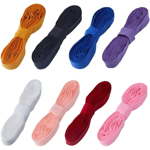 44 Yards 8 Colors Satin Elastic Band 4/5 Inch Wide Flat Stretch Band Trim Fold Over Spandex Ribbon