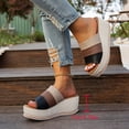 thumbnail image 5 of Dakaela Women's Wedge Sandals 2.76 Inch Platform Espadrille Heels Color Block Open Toe Strappy Slip on Casual Summer Slide Shoes Size 7, 5 of 8