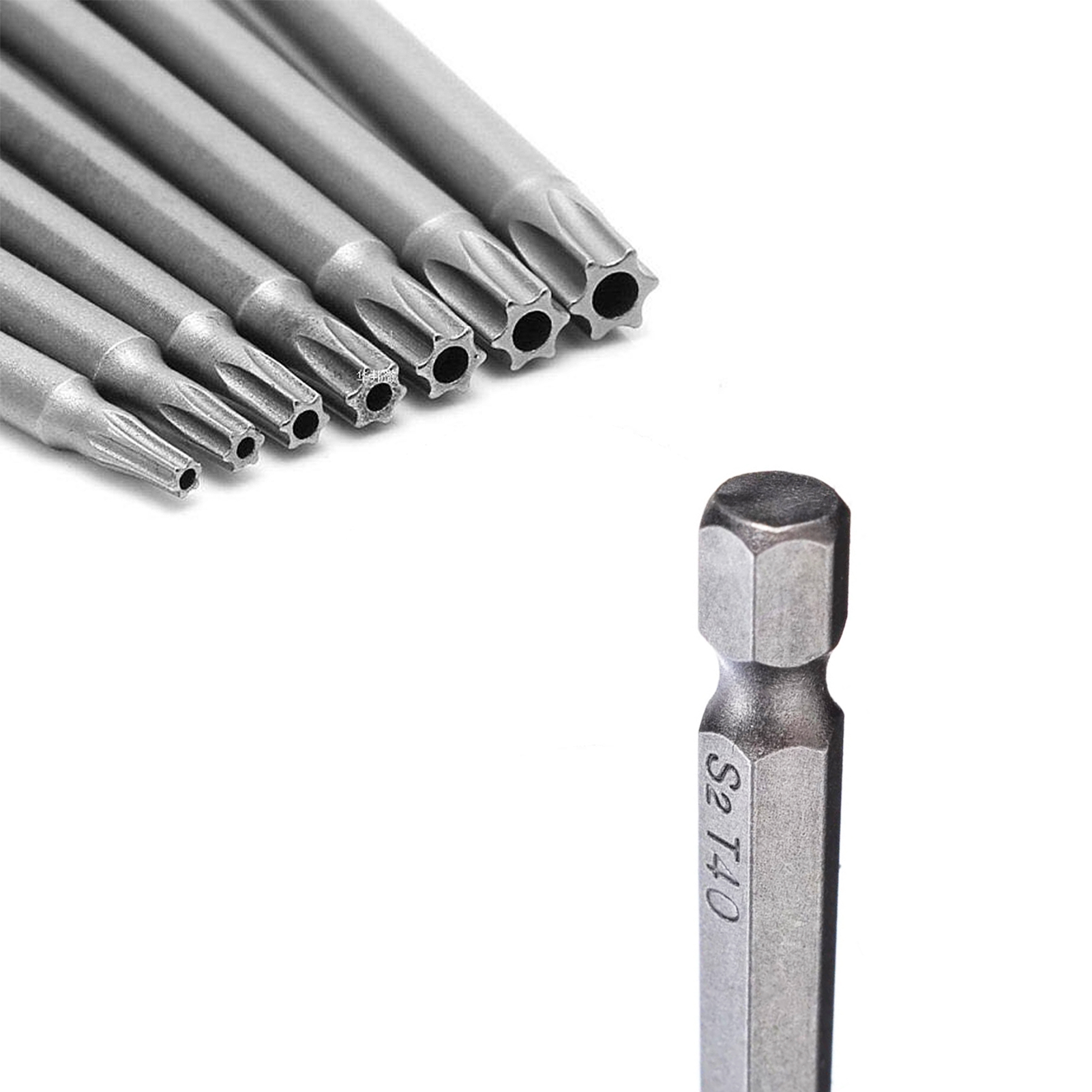 11pc 75mm hexagon handle hollow plum blossom lengthened S2 screwdriver bit set A