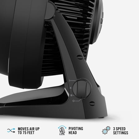 VORNADO 62 WHOLE ROOM AIR CIRCULATOR, 3-SPEED, FLOOR FAN FOR BEDROOM, OFFICE, HOME, QUIET COOLING, BLACK
