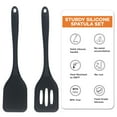 thumbnail image 2 of Silicone Spatulas Kit, 2pcs Solid & Slotted Cooking Turner for Non-stick Cookware, Kitchen Utensils for Flipping/Frying, Healthy & Seamless, Heat-Resistant & Non-Scratch, Dishwasher Safe, Black, 2 of 6