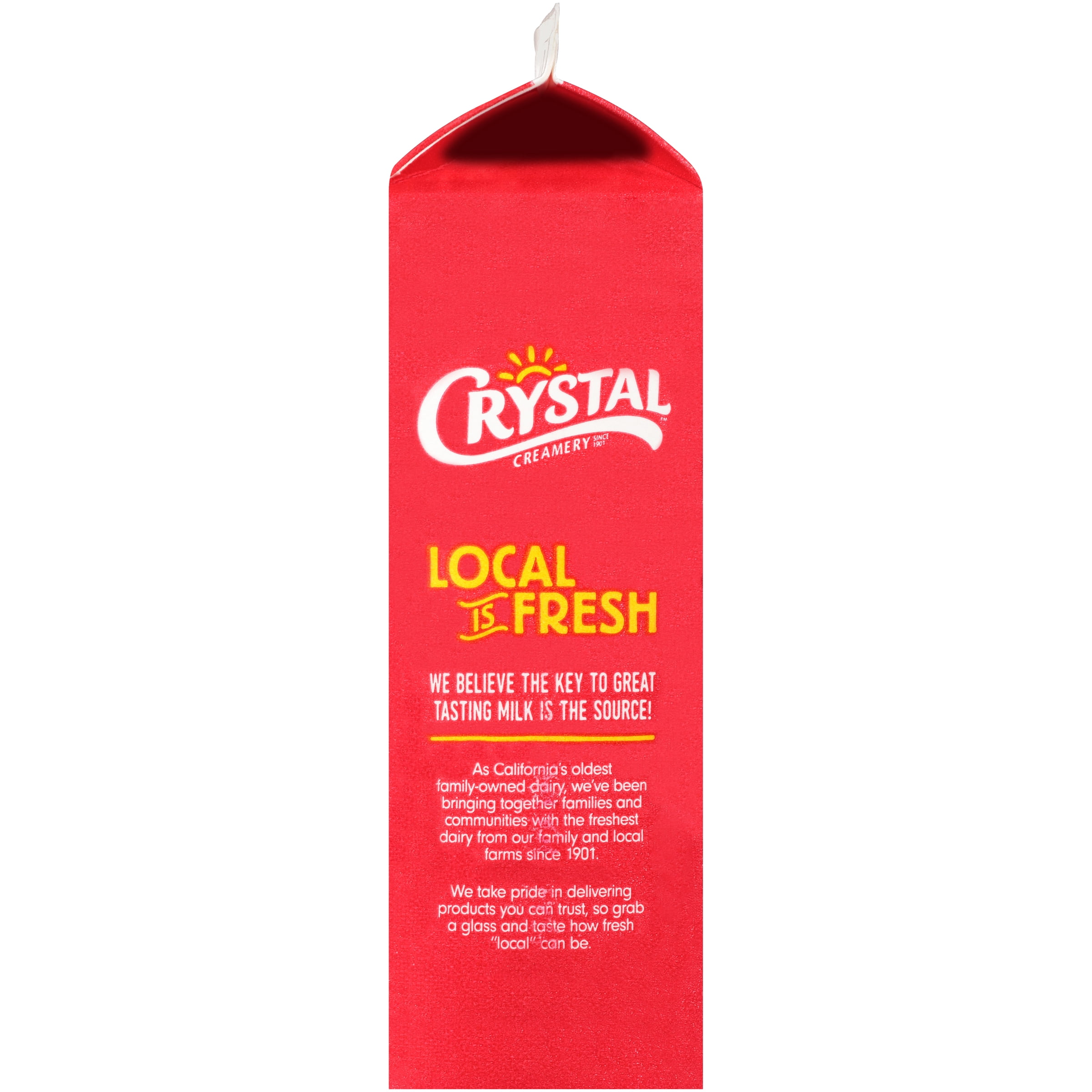 Crystal Creamery Whole Vitamin D Milk, 100% California, 32 fl oz Paper Carton