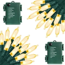 LOENDE Christmas Lights, 50 LED Battery Operated String Lights 18FT Mini String Lights, Indoor Outdoor Patio Party Christmas Decor, Warm White, 2 Pack