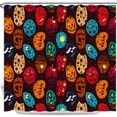 thumbnail image 1 of Whimsical Halloween Shower Curtain - Carved Pumpkins & Spooky Houses Design, 1 of 4
