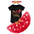thumbnail image 2 of IBTOM CASTLE Baby Girls Half Birthday Outfit Polka Dots ONE Romper Tutu Skirt Mouse Ears Headband Cake Smash Clothes for Photo Shoot 6 Months Black - My 1/2 Birthday, 2 of 8